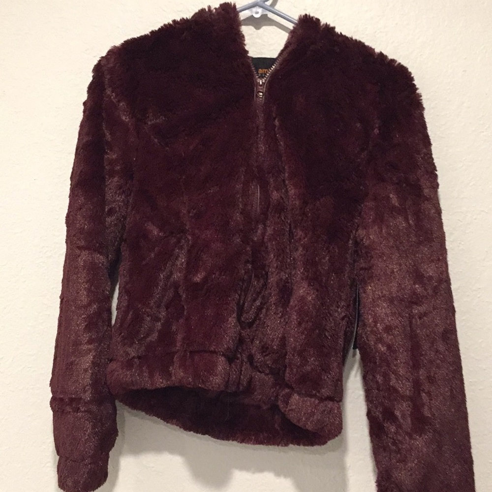 Maroon soft jacket.